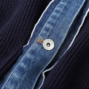 Produttore di maglieria con collo a Polo <span class=keywords><strong>blu</strong></span> <span class=keywords><strong>scuro</strong></span> personalizzato con giunzione monopetto coreano lavorato a maglia maglioni da donna 2022 <span class=keywords><strong>Cardigan</strong></span> - Product Image 4
