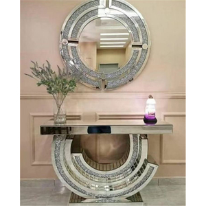 Tavoli Console <span class=keywords><strong>e</strong></span> Specchi con Cristalli Scintillanti per Soggiorno, Vendita all'Ingrosso di Fabbrica, Set di Tavoli Console di Alta Qualità - Product Image 3
