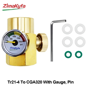 Adaptateur de station de remplissage de bouteilles de CO2 Zimakyfa RFA4SDC-E-G-N en laiton avec valve de purge pour bouteilles de soda TR21-4/W21.8/CGA320 usage domestique - Product Image 1
