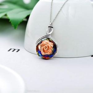 cremación de la joyería de plata esterlina volcán cristal círculo flor diseño regalo cenizas <span class=keywords><strong>pelo</strong></span> Memorial collar urna collar - Product Image 4