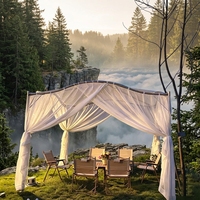 Pavillon de jardin moderne de luxe en acier étanche, avec toit fermé, revêtement poudré, maille diamantée robuste, direct usine