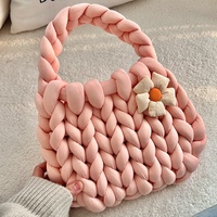 Sac en laine tricoté à la main pour femmes bricolage matériau épais en laine islandaise fermeture ouverte sac au Crochet