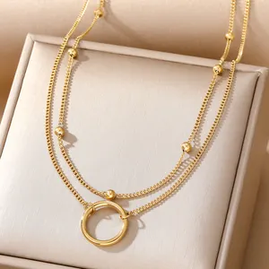 KISSWIFE New Layered Zircon Heart Pendant Gold Plated Chain Jewelry Necklace