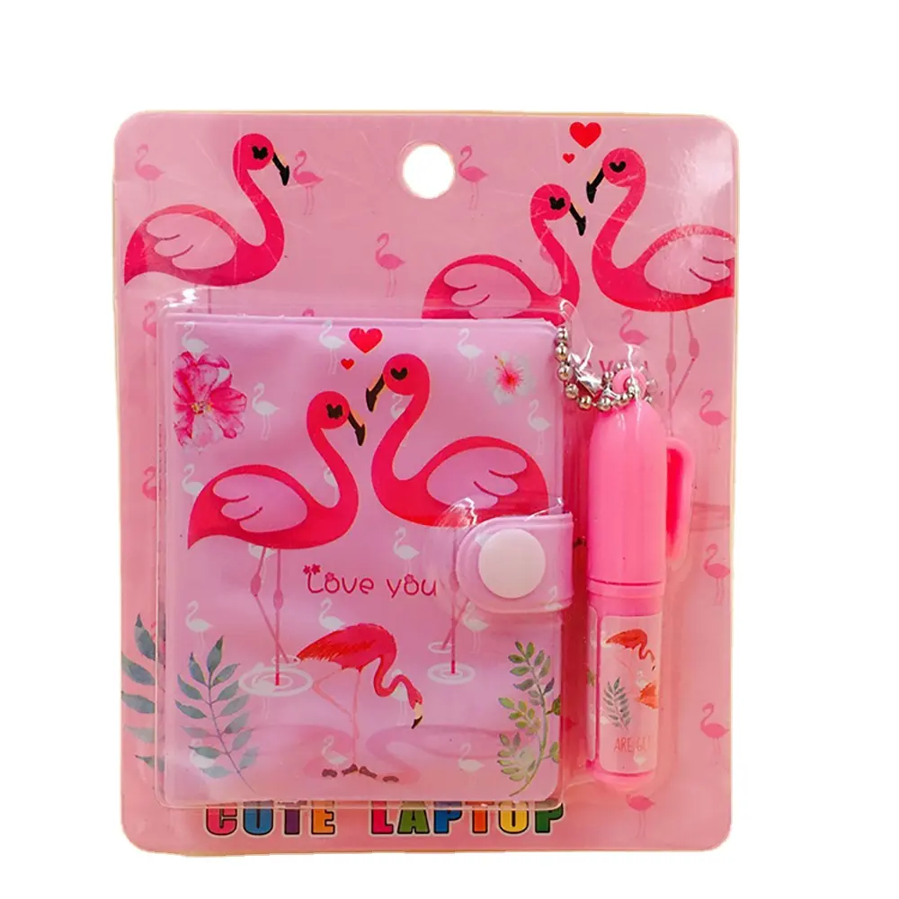 Desain Mewah dengan Harga Murah 24 Pcs Set Alat Tulis Sekolah Penjualan Terbaik Kartun Flamingo Notebook dan Pulpen Alat Tulis