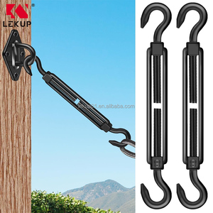 Tendeur à crochet M8 en acier inoxydable noir pour tension de câble métallique et installation de tentes pare-soleil - Product Image 1