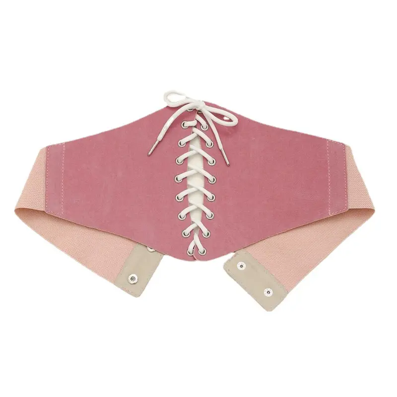 Cinturón Elástico de Cuero Sintético para Mujer, Cinturón Ancho de Talla Grande, Color Rosa, Vintage