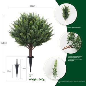 Plantes vertes artificielles en pot, imitant des arbres décoratifs (Cyprès, Eucalyptus, Buxus, Lavande), à insérer dans le sol - Product Image 5