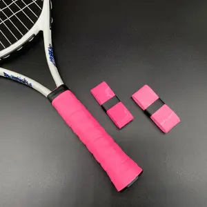 Cinta de agarre de Poliuretano ecológico de tipo fino de color rosa fuerte Tacky Overgrip para raqueta de bádminton Pickleball de tenis - Product Image 1