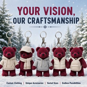 Porte-clés en peluche personnalisé Mascotte Ours Canneberge, Personnage Original de Noël, Jouet Promotionnel CPC, Cadeau, OEM ODM, Animal en Peluche - Product Image 5