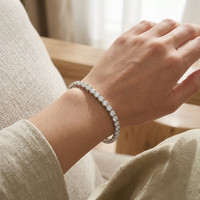 Bracelet tennis 7 carats en diamants de laboratoire taille ronde à quatre griffes, en or blanc massif 10K 14K 18K, 6,5 pouces, bijoux fins personnalisés en gros