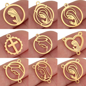 Colgantes Conectora de la Virgen María de 3 Agujeros, Pulidos a Espejo, de Acero Inoxidable, para Collares, Pulseras y Accesorios de Joyería - Product Image 2