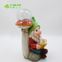 Statue de gnome en résine amusante tenant un lapin avec un champignon, éclairage solaire pour jardin, paysage, parc, cour, pelouse