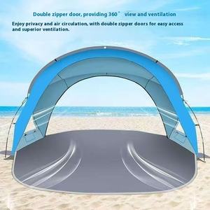 Açık kamp yaz için çift plaj çadırı güneşlik ile taşınabilir tek katmanlı su geçirmez kapı pencere 4 kişi barındırır - Product Image 3