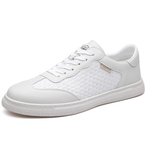 Baskets décontractées blanches pour hommes, bout rond, à lacets, doublure en maille, semelle extérieure en caoutchouc, semelle intermédiaire en EVA, chaussures de marche tendance toutes saisons - Product Image 5
