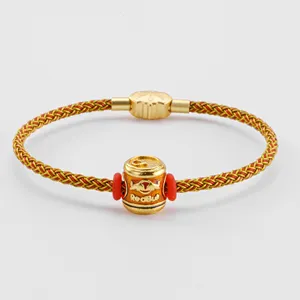 Customized Wholesale Stainless Steel Braided Wire Rope Bracelets With Gold-plated Jar Accessory