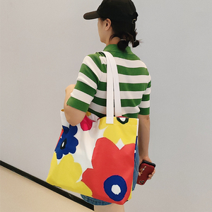 Alla rinfusa simpatica stampa a fiori di cotone con <span class=keywords><strong>vernice</strong></span> da viaggio borsa <span class=keywords><strong>In</strong></span> tela Tote <span class=keywords><strong>borse</strong></span> della spesa - Product Image 1