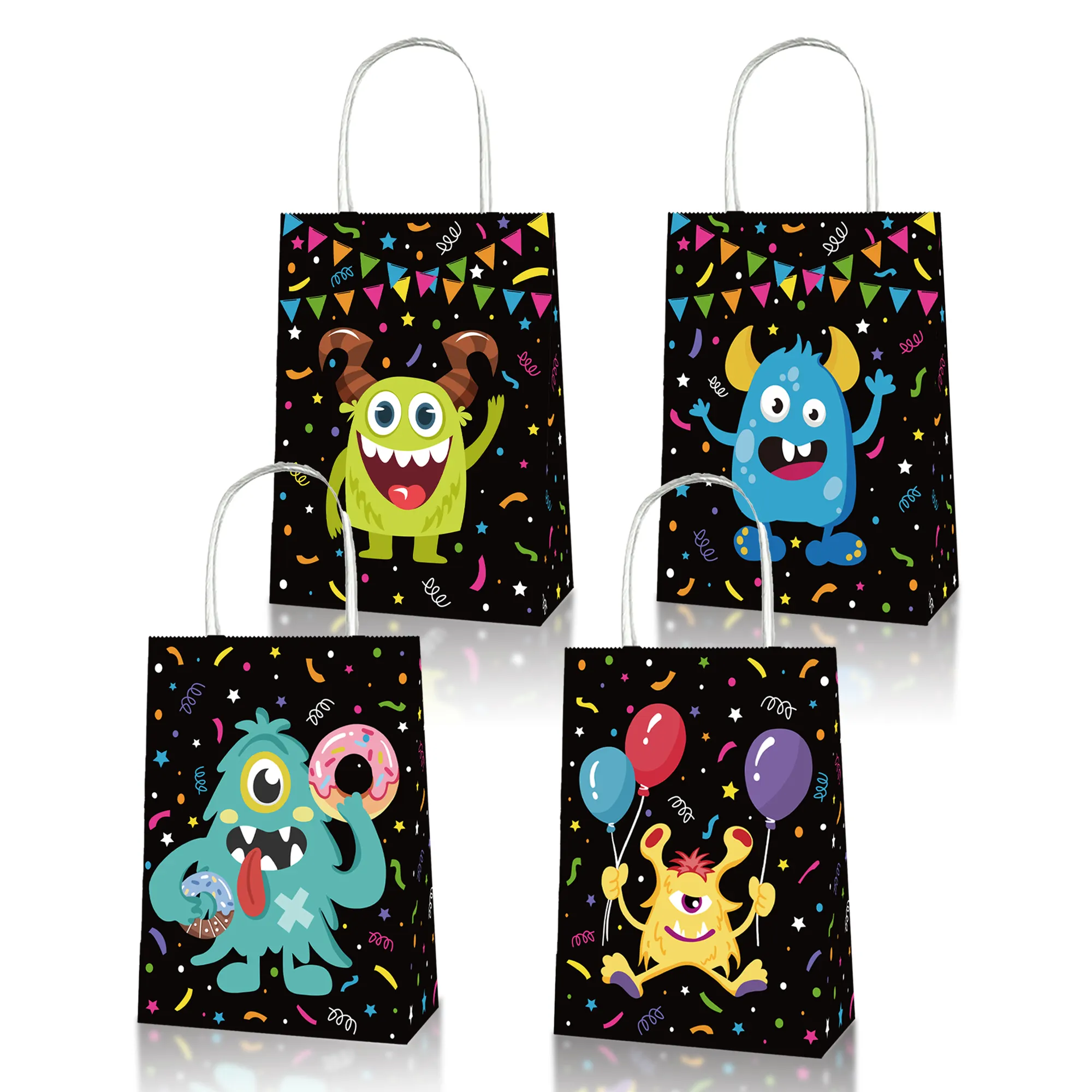 BD147 Monster-Themen Karikatur-Design Kinder-Süßigkeiten-Tasche Party-Favoriten Kraftpapier-Tote-Handtasche für Geburtstagsfeier-Dekorationen