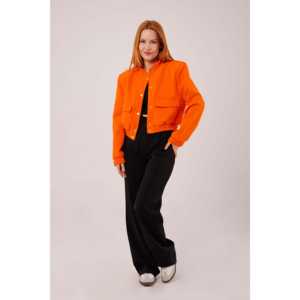 Chaqueta Bomber Naranja para Mujer con Botones Dorados, Suministro al por Mayor - Product Image 6