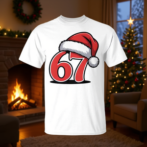 Camiseta Six Seven 67 Meme Gen Slang Alpha con diseño de gorro de Papá Noel - Product Image 3