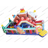 Nouveau design de Noël Train Bonbons Aire de jeux Obstacle gonflable Jeu de sport gonflable Videur Enfants Adultes Commercial Gonflable