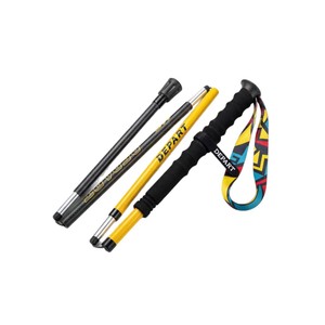 Bastones de Trekking de Fibra de Carbono Depart, 4 Secciones, Telescópicos, Portátiles, con Punta Metálica, Amarillo Azul Cielo - Product Image 5