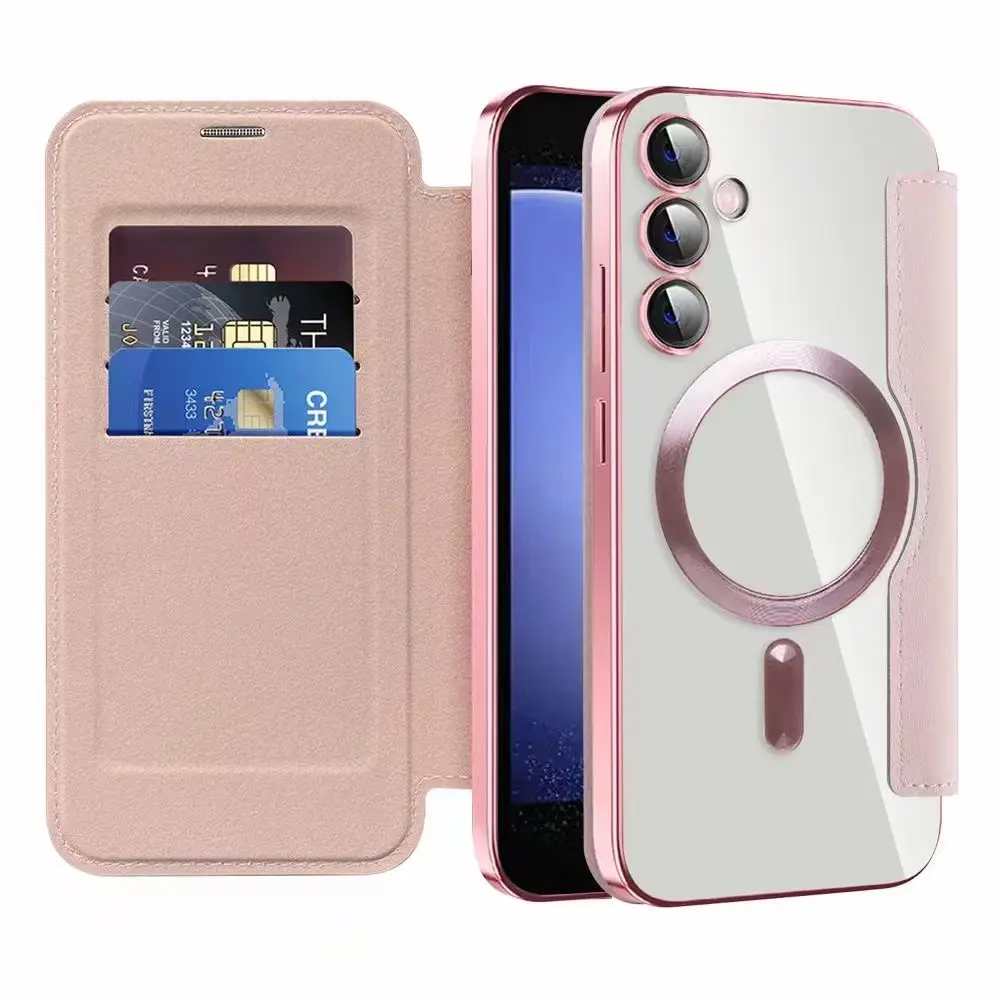 2023 teknoloji araçlar manyetik İş vaka deri cüzdan cep telefonu kapak iphone 15 için Samsung galaxy s23FE