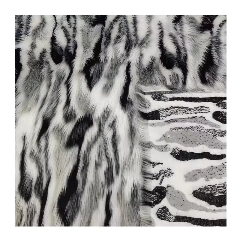 ZY Custom Luxury Long Pile Fur 3 Colors Jacquard Faux Fur Animal Skin Fur Fabric for Garment Blankets Cushions
