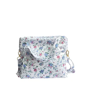 Bolsa estampada reutilizável, bolsa de fraldas impermeável com estampa de moda, saco de armazenamento para mamãe com zíper 4 bolsos