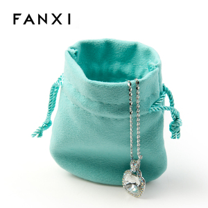 ถุงใส่เครื่องประดับสีน้ำเงินแบบมีเชือกผูก ผลิตตามสั่งพร้อมโลโก้จาก FANXI ขายส่ง - Product Image 1