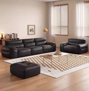 Cómodo Sofá Negro Moderno para Sala de Estar, Juego de Sofás de Estilo Europeo, Sofá Grande con Respaldo Alto - Product Image 3