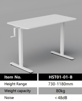 Escritorio Ergonómico PRORIALS con Marco Metálico Resistente, Manivela para Ajustar la Altura, Portavasos, Superficie de Madera, Ahorro de Espacio, Pequeño