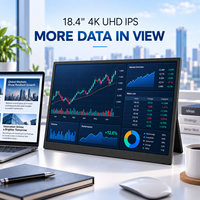 Écran portable 4K UHD IPS de 18,4 pouces pour l'analyse des graphiques boursiers, moniteur de jeu