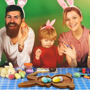 Bandeja de Conejito de Pascua de Madera de Acacia, Plato para Servir Frutas y Bocadillos con Forma de Conejo, Decoración de Mesa para Fiestas de Pascua - Product Image 4