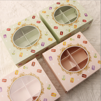 Boîte à macarons en carton blanc avec fenêtre transparente, type tiroir, pour chocolats et desserts