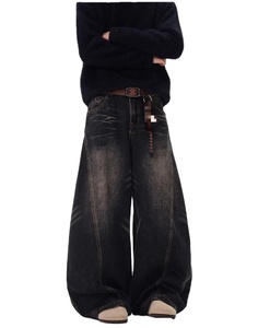 Pantalones vaqueros de pierna recta lavados Retro americanos de otoño 2025, pantalones de pierna ancha holgados de talla grande para hombre, pantalones de mezclilla de gama alta de tendencia - Product Image 5