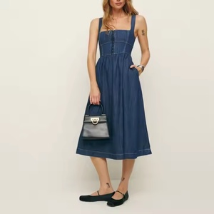 Vestido de Mezclilla Transpirable de Verano Ecológico con Botones Naturales Sólidos Vintage Personalizado OEM para Mujer - Product Image 4