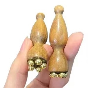 Masajeador Facial de Semillas de Loto, Herramienta de Acupresión de Latón y Madera de Sándalo Dorada para Masaje Ocular, Rejuvenecimiento de la Piel, Dispositivo Moldeador Postparto - Product Image 6