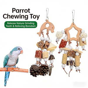 Đồ chơi chim, đồ chơi nhai, đồ chơi gặm nhấm cho lồng vẹt, đồ chơi ngô, hạt gỗ nhiều màu, đồ chơi giải trí cho vẹt nhỏ và trung bình. - Product Image 2