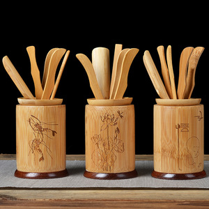 Juego de Seis Accesorios para la Ceremonia del Té de Bambú, Cilindro con Tapa, Ecológico, para el Té de la Tarde - Product Image 2