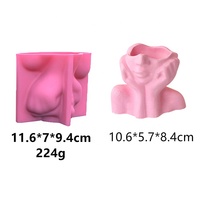 Cetakan silikon Pot bunga vas sukulen Resin semen Diy cetakan silikon berbentuk pipi tangan bagus mudah dioperasikan 3D