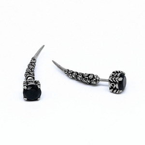 Pendientes yunnique con forma de púa, diseño de colmillos, color blanco y negro, estilo geométrico, joyería de moda - Product Image 4