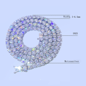 Catene ghiacciate di lusso argento S925 2-5mm VVS1 collana a catena da Tennis Moissanite donna e uomo - Product Image 2
