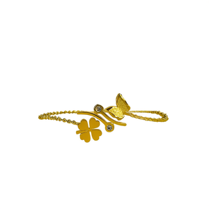 Fashion Charm <b>Bracelet</b> 316L Stainless Steel PVD Gold Plating Four Leaf Clover Butterfly Design Women's Jewelry - Product Image 2