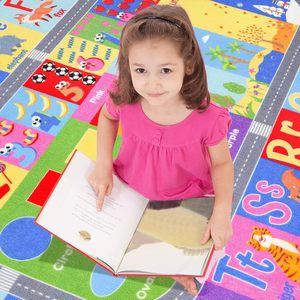 Collection de tapis de jeu éducatifs pour enfants de qualité supérieure, tapis de sol pour apprendre l'alphabet, les nombres, les saisons, les animaux, les mots, technique de tissage, sac - Product Image 2