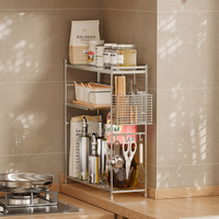 Étagère de rangement pour comptoir de cuisine, multi-niveaux, en acier inoxydable, étagère à épices réglable, organiseur de bouteilles d'épices pour cuisine