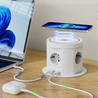 Prise de bureau escamotable 4EU avec chargeur sans fil 15W, multiprise intelligente USB Type-C pour bureau