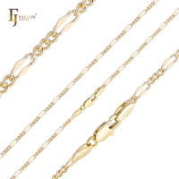 Pulsera de Eslabones Trenzados Figaro con Lentejuelas de Cable de Moda FJ Fallon de 3.1 mm, Chapada en Oro de 14K con Base de Latón