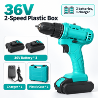 Perceuse sans fil 12V 18V 36V à moteur à balais, perceuse électrique au lithium-ion avec mandrin auto-serrant, double vitesse