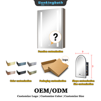 Armoire de toilette murale avec miroir simple porte, éclairage LED, interrupteur tactile et rangement pour médicaments
