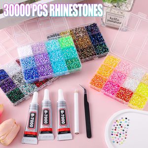 48 Color 3mm Resin Flat Back Rhinestones For <b>Nail</b> Art Phone <b>Case</b> DIY Bling Decor With Tweezers And Glue - Product Image 2